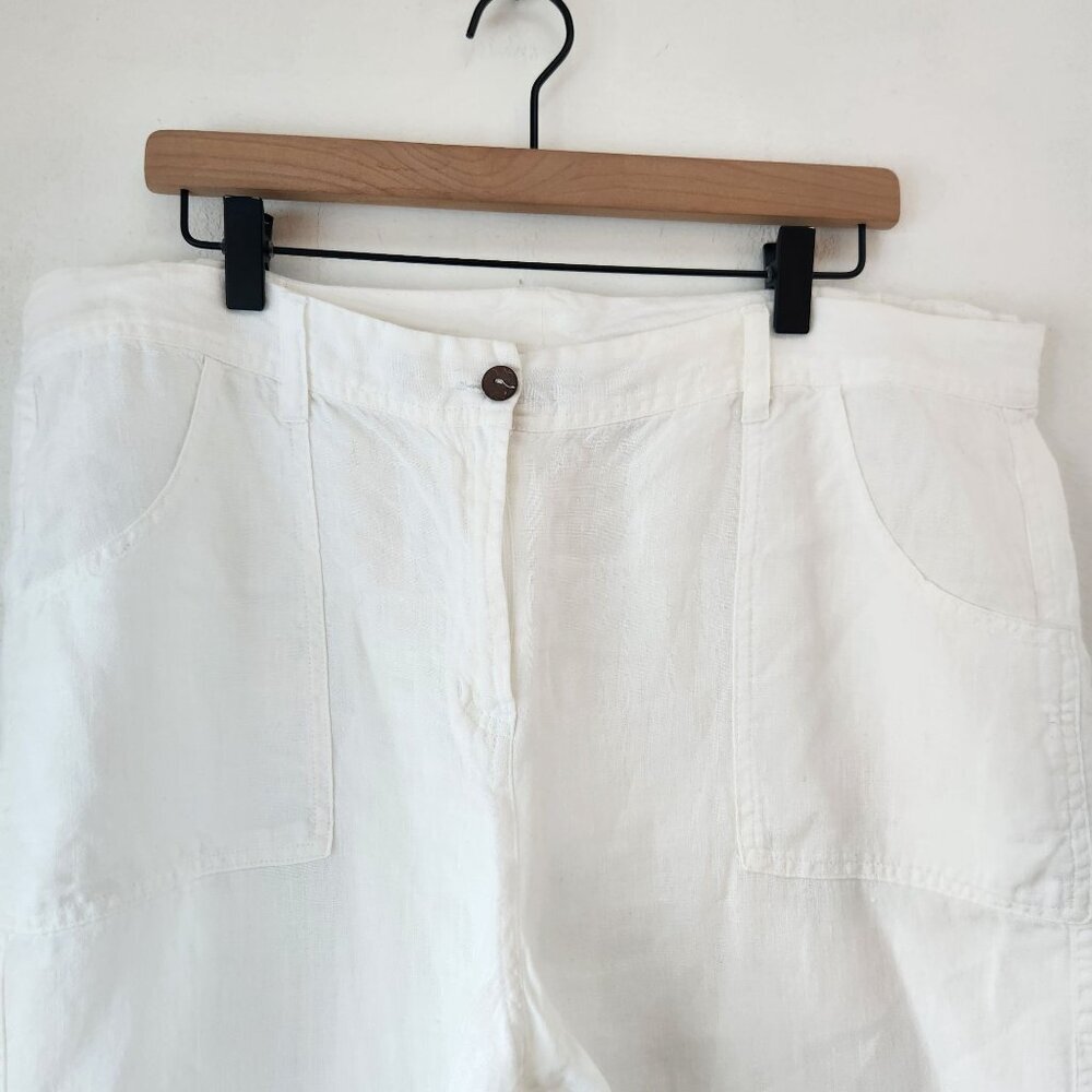 Chico's 100% Linen White Pants Cropped Ankle Beachy Lagenlook Women's 16 - Picture 3 of 6